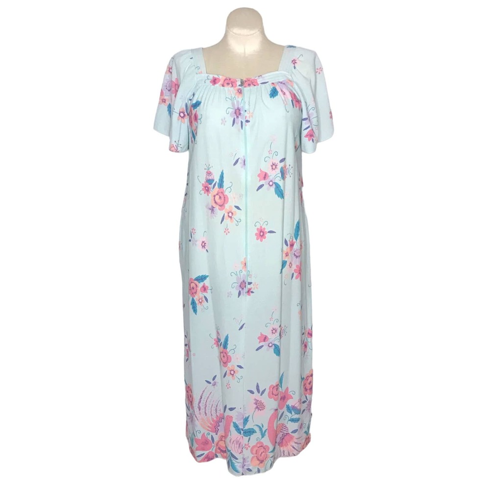 Vintage Floral Nightgown - Blue and Pink